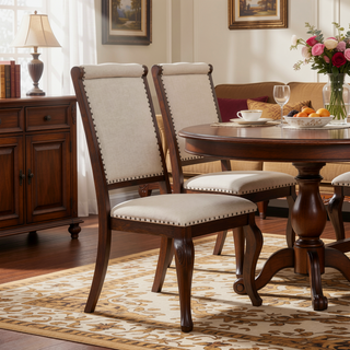 Sunvega Cream and Antique Java Upholstered Dining Chair with Tufted Back
