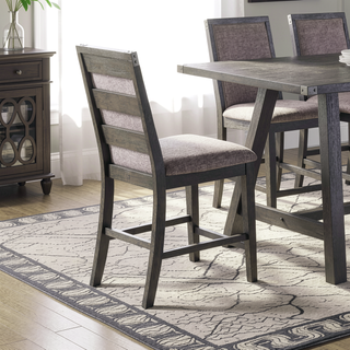 Sunvega Modern Grey Upholstered Fabric Dining Chairs Set of 2pc High Chairs