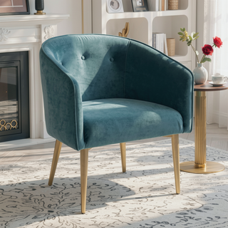 Sunvega Modern Glam Velvet Dining Chair with Button Tufted Waffle Stitch