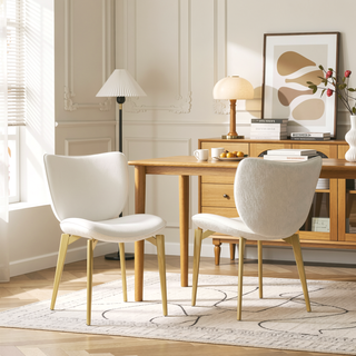 Sunvega Set of 2 PU Leather Dining Chairs with Carbon Steel Legs and Ergonomic Backrest