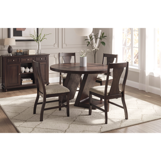 Sunvega Contemporary Espresso Slat Back Chairs with Upholstered Seat for Dining Room