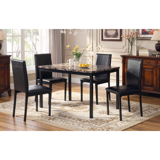 Sunvega Casual Black Metal Dining Table with Laminated Faux Marble Top