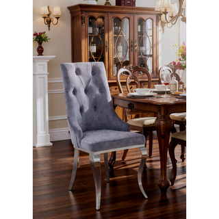 Sunvega Black Synthetic Leather & Chrome Metal High Back Armless Side Chair Set of 2