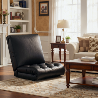 Sunvega Dark Grey Roll Top Button Tufted Dining Chairs Set of 2