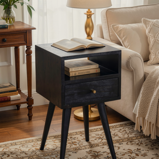 Sunvega Timeless Elegance Functional and Stylish Mini Nightstand with Drawer