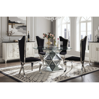 Sunvega Stainless Steel Side Chair with Padded Seat and X-Shaped Back Leg