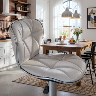 Sunvega Adjustable Height Swivel Barstool with Faux Leather Upholstery Set of 2