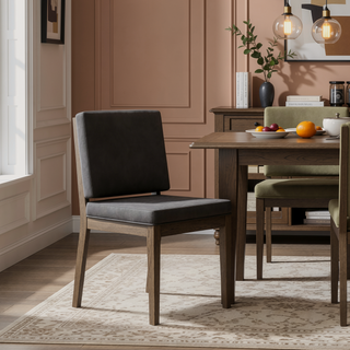 Sunvega Latte and Leather Soft Back Chair Set of Two with Softer Modern Design