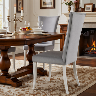 Sunvega Grey Tufted Back Side Chair with Polished Chrome Metal Legs