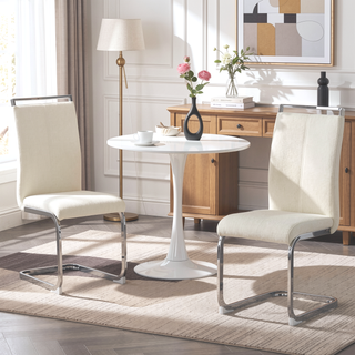 Sunvega Modern Technology Cloth High Back Upholstered Dining Chairs with Black Metal Legs