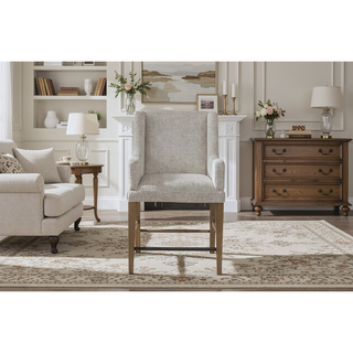 Sunvega Almond Finish Upholstered Counter Stool Set of 2 with Hickory Veneers