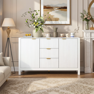 Sunvega Sideboard with Artistic Wave Design and Adjustable Shelves for Living Room