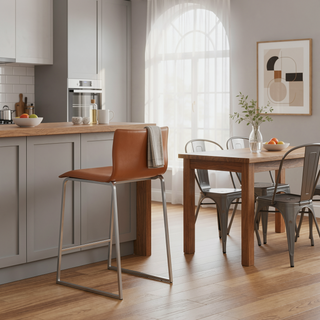 Sunvega Contemporary Counter Stool with Faux Leather Upholstery and Metal Base