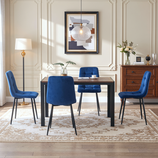 Sunvega Grey Velvet Dining Chairs Set of 2 with Metal Legs for Kitchen and Living Room