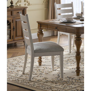 Sunvega Farmhouse Dining Set of 2 Counter Height Chairs with Antique White Finish