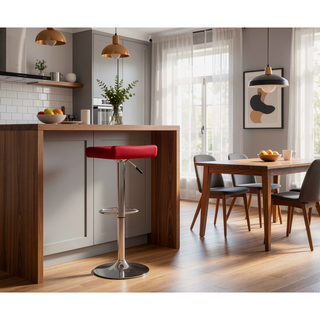 Sunvega Contemporary Chrome Air Lift Adjustable Swivel Stools with White Seat