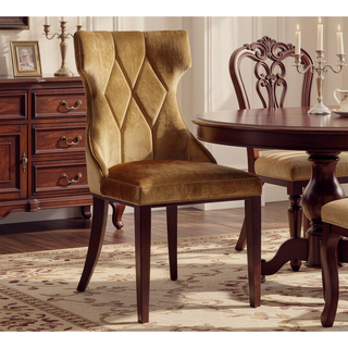 Sunvega Set of 2 Gray Traditional Dining Chairs with Luxurious Velvet Upholstery