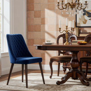 Sunvega Mid-Century Modern Velvet Dining Chair Set of 2 with Solid Wood Frame