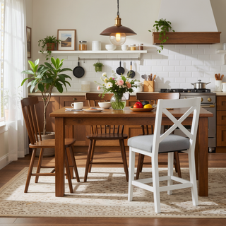 Sunvega Light Gray Contemporary Bar Stools with Padded Slat Design Back-Seat Cushions
