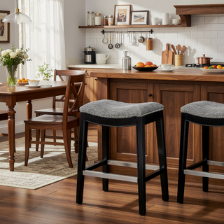 Sunvega Antique Bronze Nail Head Detailing Saddle Counter Stool with Birch Legs