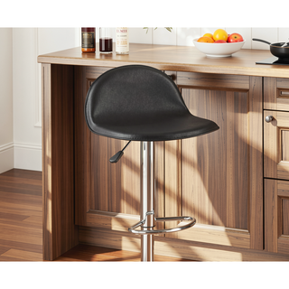 Sunvega Silver Faux Leather Adjustable Stool Set of 2 with Tufted Seats and Chrome Base