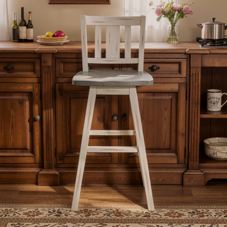 Sunvega Solid Rubberwood Counter Height Dining Table with Distressed Gray Finish