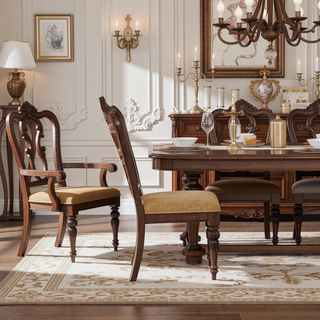 Sunvega Mahogany Queen Anne Traditional Upholstered Side Chair Set of 2