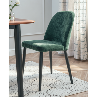 Sunvega Dark Green Fabric Armless Chair with Metal Legs for Kitchen Restaurant Living Room