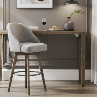 Sunvega Swivel Counter Stool with Medium High Back and Metal Ring Footrest