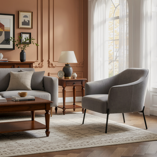 Sunvega Contemporary Faux Leather Upholstered Bucket Accent Chair with Metal Legs