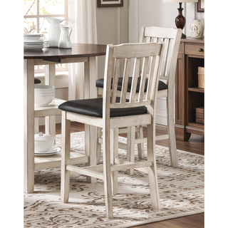 Sunvega White and Dark Cherry Finish Counter Height Table with 2 Drop Leaves
