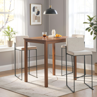 Sunvega Fuji High Back Barstool Set of 3 with Padded Seat and Backrest