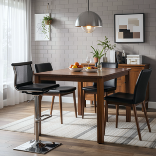 Sunvega Mirage Contemporary Adjustable Swivel Barstool with Mesh Seat and Chrome Base