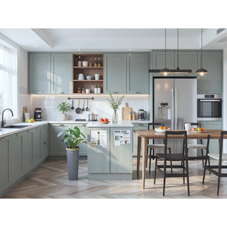Sunvega Five Shelves Multistorage Pantry Cabinet with Double Door for Kitchen