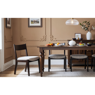 Sunvega Peppercorn Finish Elm Veneer Upholstered Seat and Back Chair Set of 2