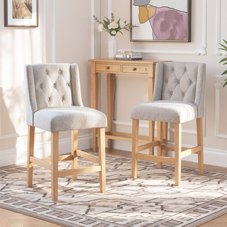 Sunvega Vienna Contemporary Wingback Counter Stools with Button Tufted Backrest and Nailhead Accents