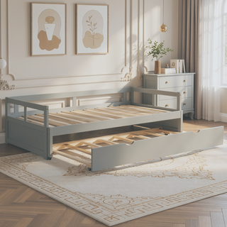 Sunvega Extending Daybed with Trundle for Spontaneous Guests from Twin to King Size