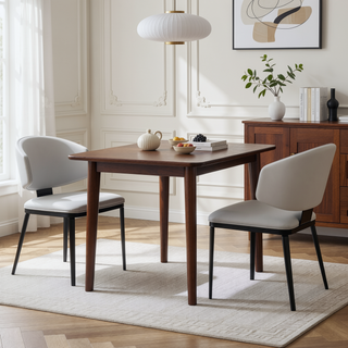 Sunvega Modern PU Leather Upholstered Dining Chairs with Crescent Backrest Set of 2