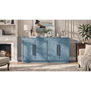 Sunvega Sideboard Buffet Cabinet with Adjustable Shelves and Silver Handles for Kitchen Dining Room