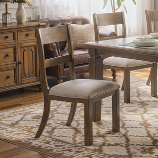 Sunvega Contemporary Farmhouse Style Wood Frame Light Brown Finish Dining Chair Set