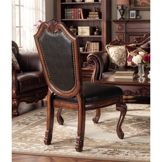 Sunvega Black PU Leather Upholstered Queen Anne Leg Armless Dining Side Chair