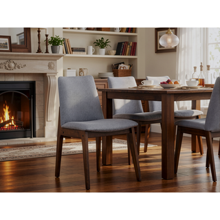Sunvega Rectangular Walnut Finish Dining Table with Fixed Tabletop for Dining Space