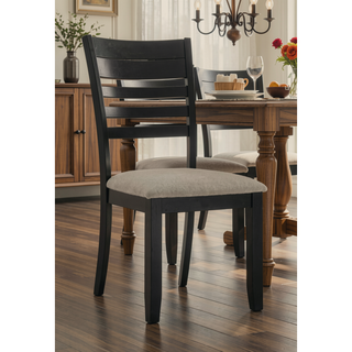 Sunvega Contemporary Ladder Back Dining Chairs with Gray Upholstered Seat Set of 2