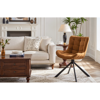 Sunvega Mid-Century Modern Tufted Diamond Pattern Upholstered Swivel Dining Chair