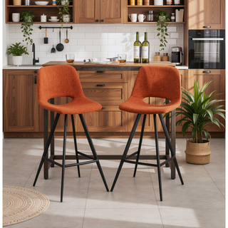 Sunvega Porth Fabric Kitchen Counter Height Stools Set of 2 with Plush Upholstery