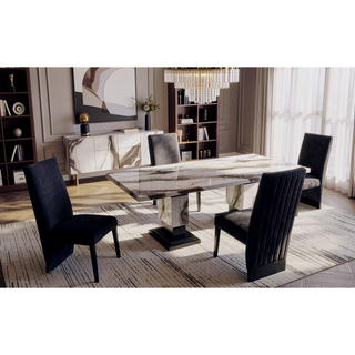 Sunvega Contemporary Boucle Finish Dining Chairs with Extended Back 2PK Set