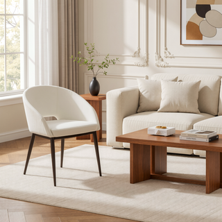 Sunvega Renee Contemporary Chair with Cream Velvet Upholstery and Copper Metal Legs