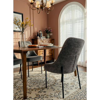 Sunvega Upholstery Boucle Fabric Dining Side Chair Set of 2 Grey