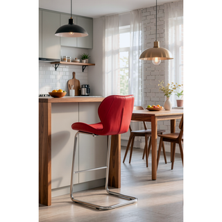 Sunvega 4-Piece White Bar Stool Set with Bucket Seats and Metal Footrest
