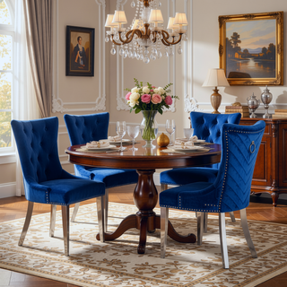 Sunvega Velvet Upholstered Chair with Tufted Design and Stainless Steel Legs
